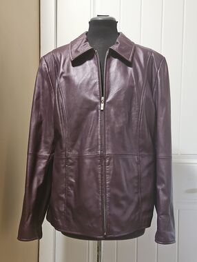 Guillaume Vintage Leather Blazer Jacket L In Purple